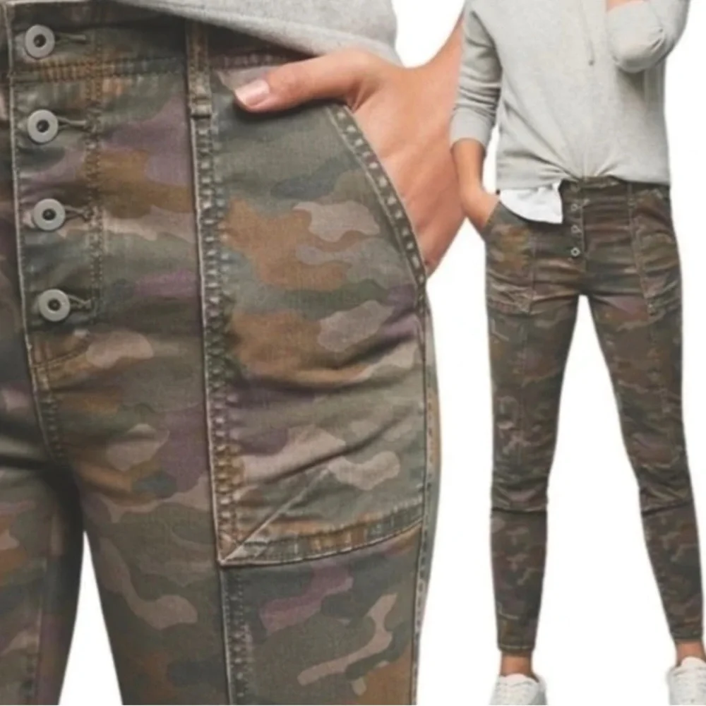 Anthropologie Jefferson Slim Fit Utility Camo Button Fly Jeans Women’s Size 30